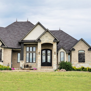 Stone facade home entrance