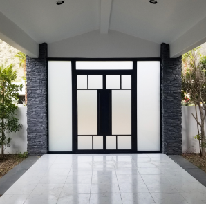 Modern glass door entrance